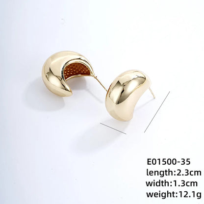 1 Pair Exaggerated Simple Style C Shape U Shape Geometric Polishing Plating Hollow Out 304 Stainless Steel Copper Ear Studs