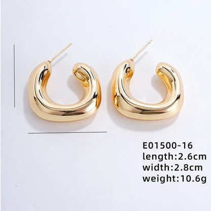 1 Pair Exaggerated Simple Style C Shape U Shape Geometric Polishing Plating Hollow Out 304 Stainless Steel Copper Ear Studs