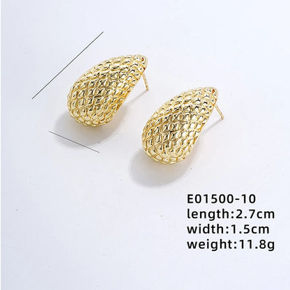 1 Pair Exaggerated Simple Style C Shape U Shape Geometric Polishing Plating Hollow Out 304 Stainless Steel Copper Ear Studs