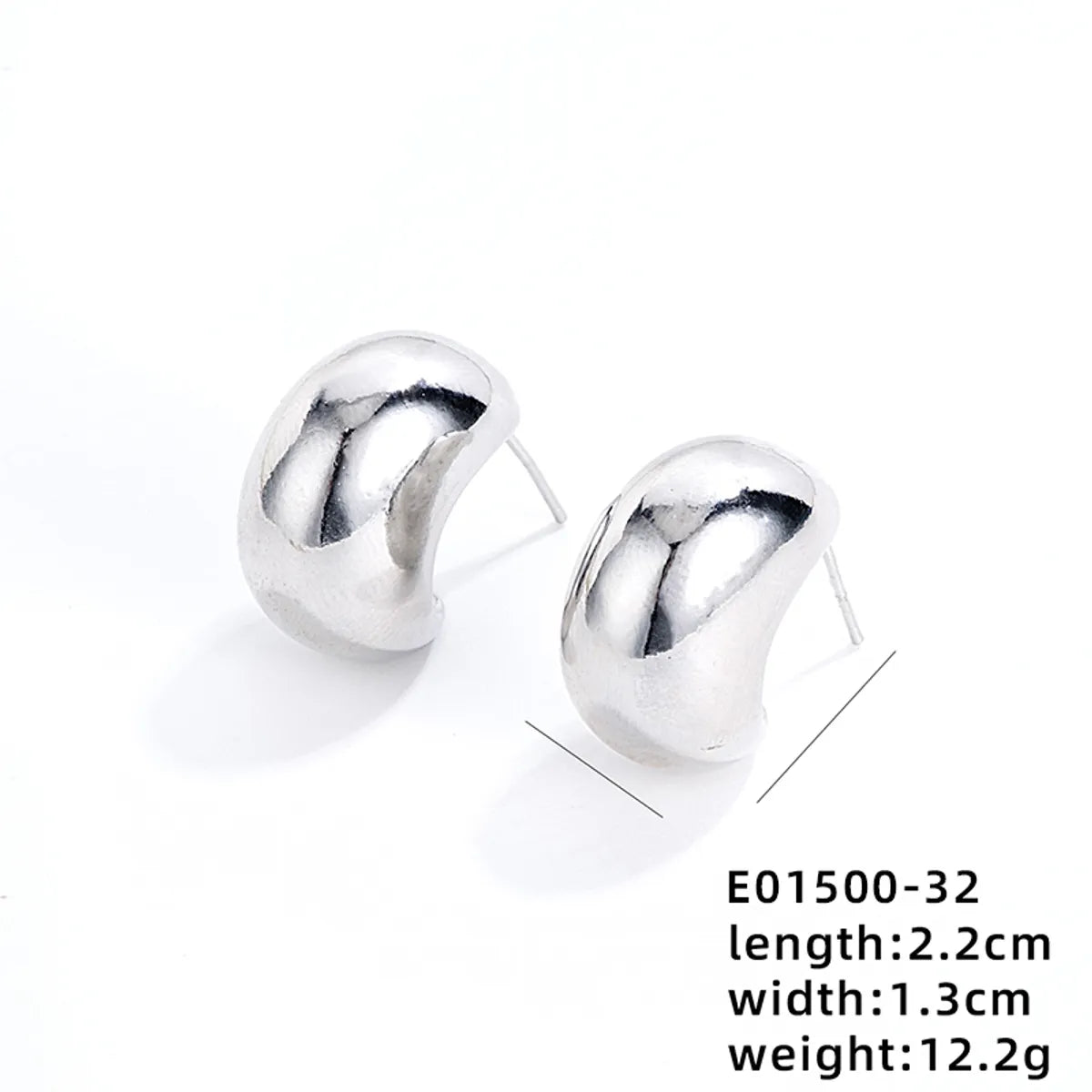 1 Pair Exaggerated Simple Style C Shape U Shape Geometric Polishing Plating Hollow Out 304 Stainless Steel Copper Ear Studs