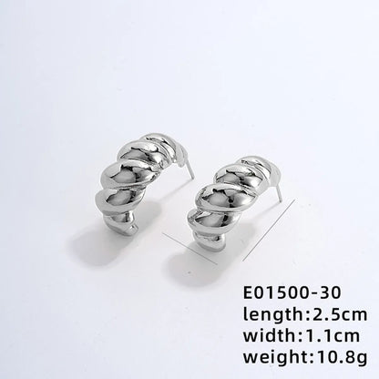 1 Pair Exaggerated Simple Style C Shape U Shape Geometric Polishing Plating Hollow Out 304 Stainless Steel Copper Ear Studs