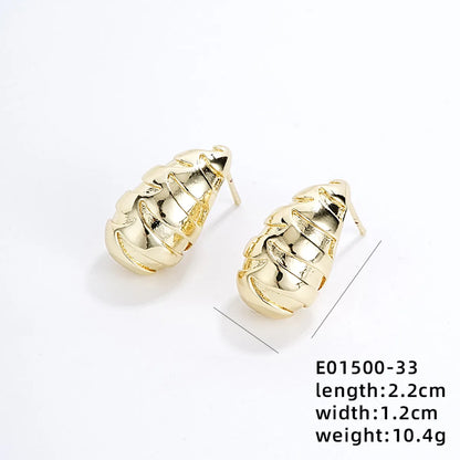 1 Pair Exaggerated Simple Style C Shape U Shape Geometric Polishing Plating Hollow Out 304 Stainless Steel Copper Ear Studs