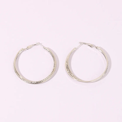 1 Pair Exaggerated Simple Style Circle Metal Rhodium Plated Earrings