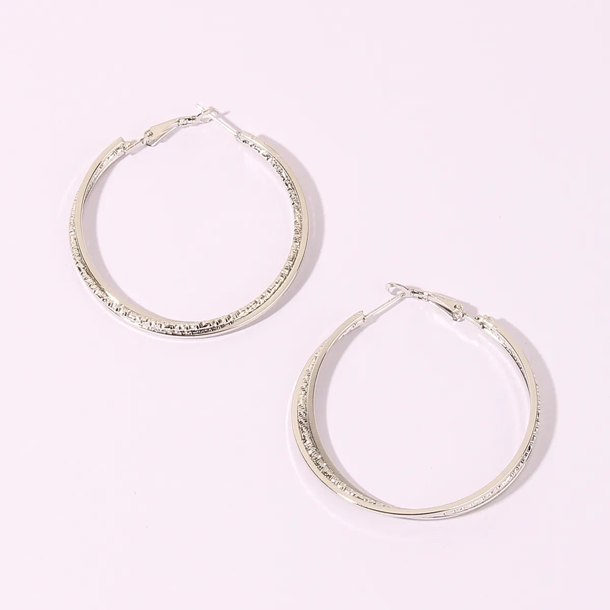 1 Pair Exaggerated Simple Style Circle Metal Rhodium Plated Earrings