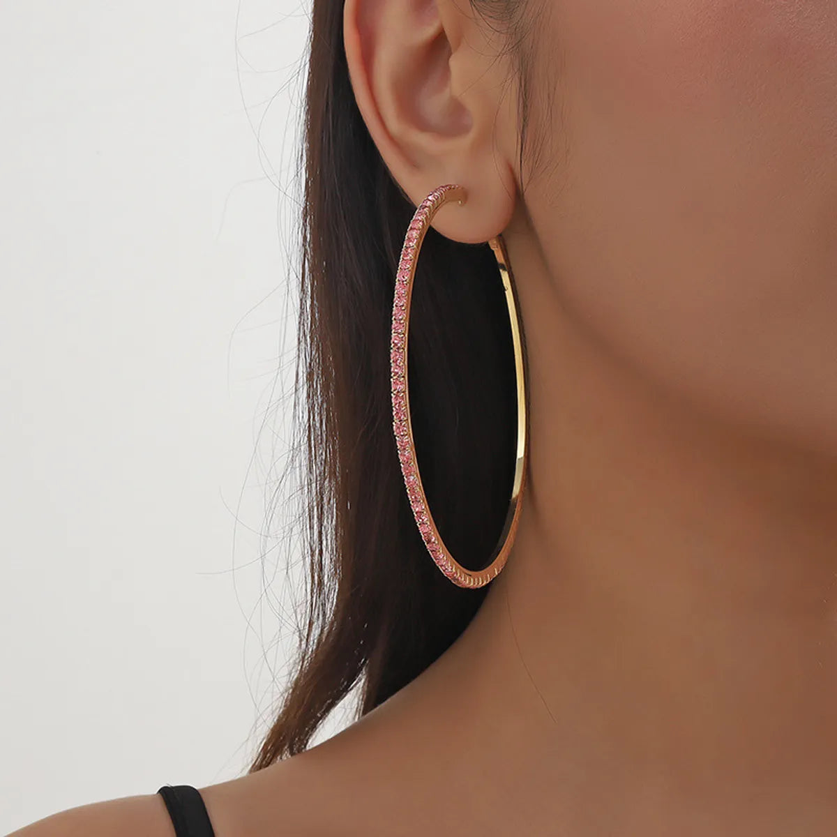 1 Pair Exaggerated Simple Style Circle Plating Inlay Copper Rhinestones Hoop Earrings