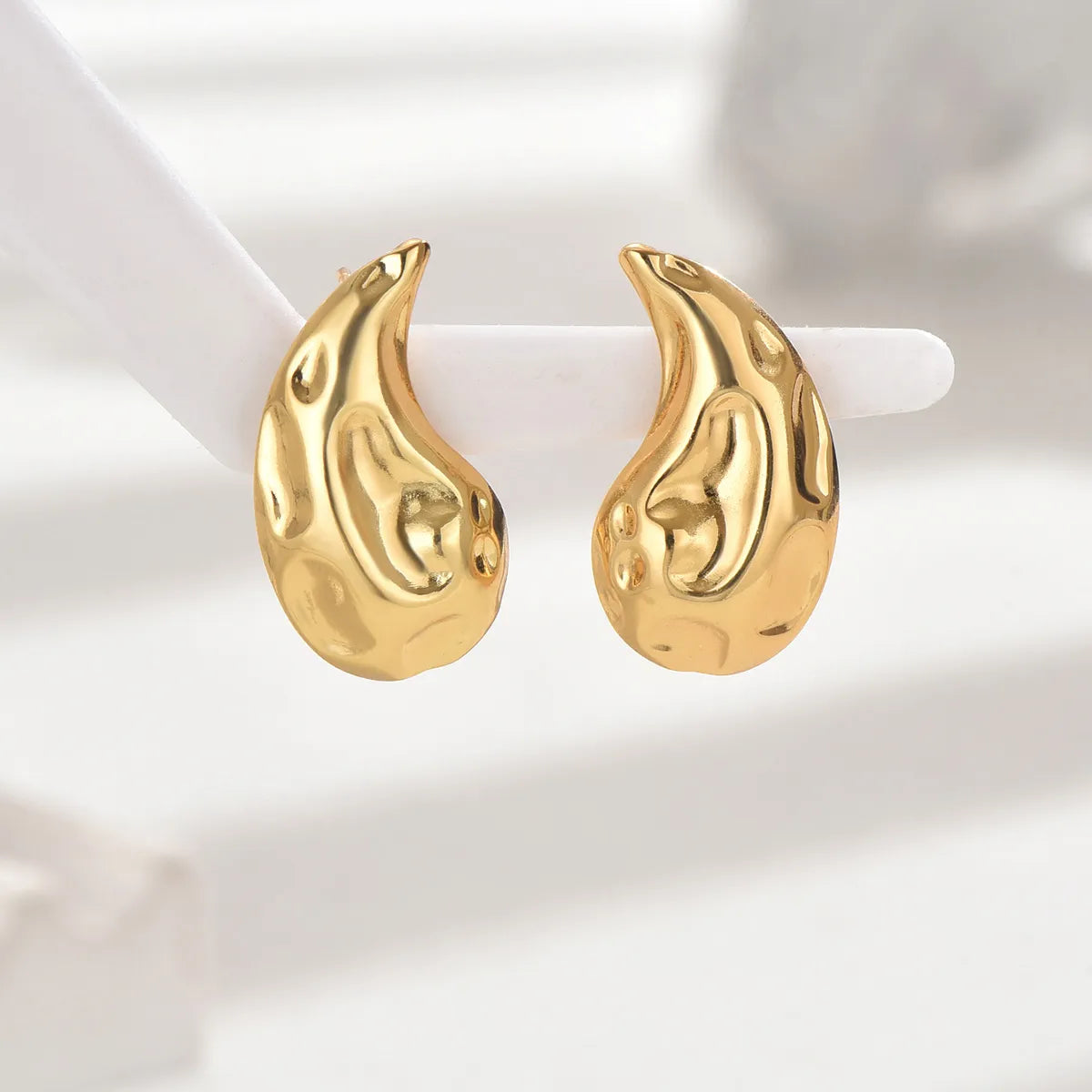 1 Pair Exaggerated Simple Style Classic Style Water Droplets 201 Stainless Steel 18K Gold Plated Ear Studs