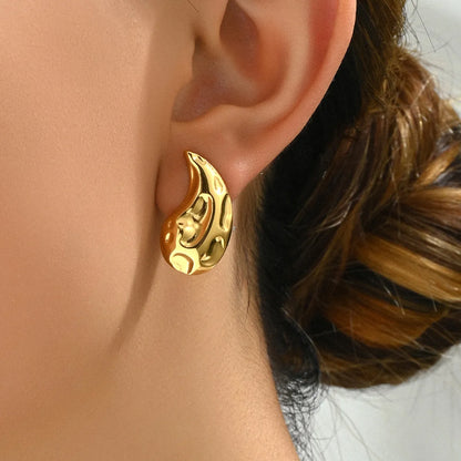 1 Pair Exaggerated Simple Style Classic Style Water Droplets 201 Stainless Steel 18K Gold Plated Ear Studs