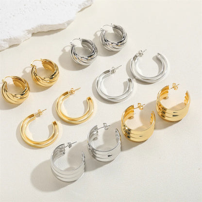 1 Pair Exaggerated Simple Style Commute Twist Polishing Plating Copper 14k Gold Plated White Gold Plated Hoop Earrings