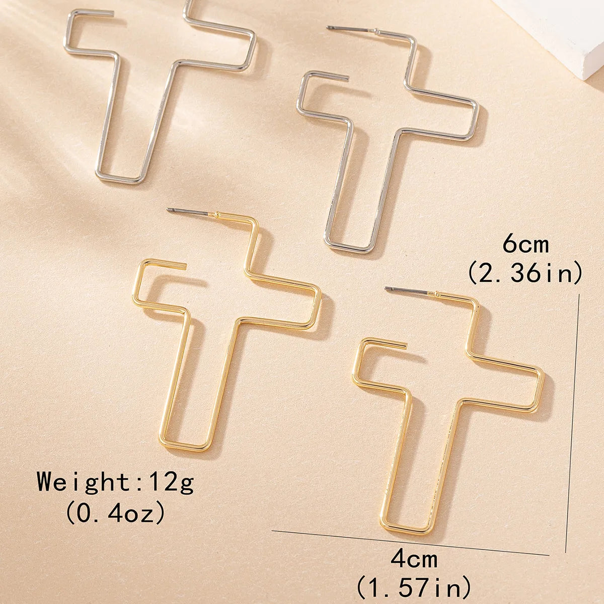 1 Pair Exaggerated Simple Style Cross Hollow Out Iron Ear Studs