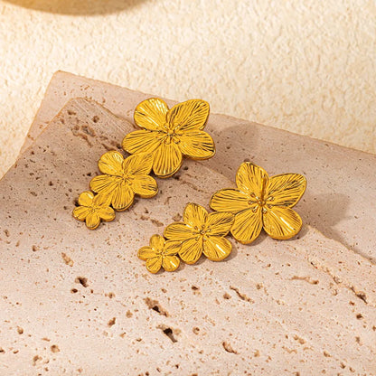 1 Pair Exaggerated Simple Style Flower 304 Stainless Steel 14K Gold Plated Drop Earrings