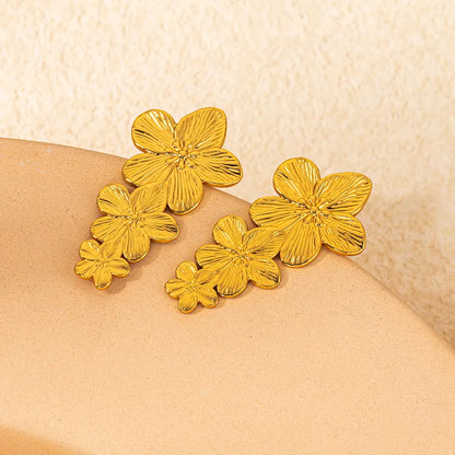 1 Pair Exaggerated Simple Style Flower 304 Stainless Steel 14K Gold Plated Drop Earrings