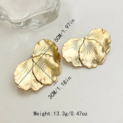 1 Pair Exaggerated Simple Style Flower Plating Stainless Steel Gold Plated Ear Studs