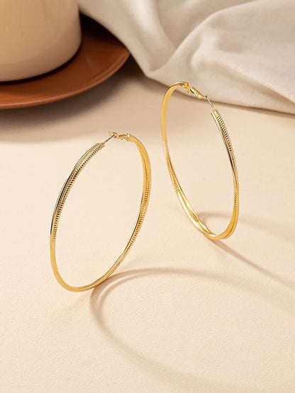 1 Pair Exaggerated Simple Style Geometric Plating Iron Hoop Earrings