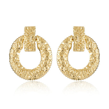 1 Pair Exaggerated Simple Style Geometric Round Plating Alloy Gold Plated Drop Earrings