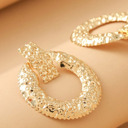 1 Pair Exaggerated Simple Style Geometric Round Plating Alloy Gold Plated Drop Earrings