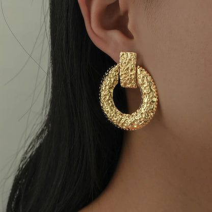 1 Pair Exaggerated Simple Style Geometric Round Plating Alloy Gold Plated Drop Earrings