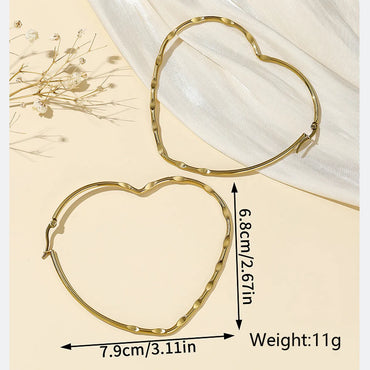 1 Pair Exaggerated Simple Style Heart Shape Plating Inlay Stainless Steel Zircon 18k Gold Plated Earrings