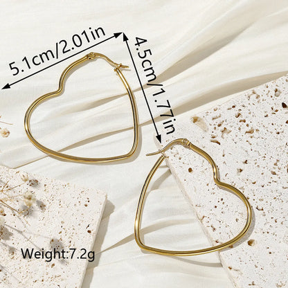 1 Pair Exaggerated Simple Style Heart Shape Plating Inlay Stainless Steel Zircon 18k Gold Plated Earrings