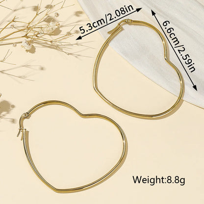 1 Pair Exaggerated Simple Style Heart Shape Plating Inlay Stainless Steel Zircon 18k Gold Plated Earrings