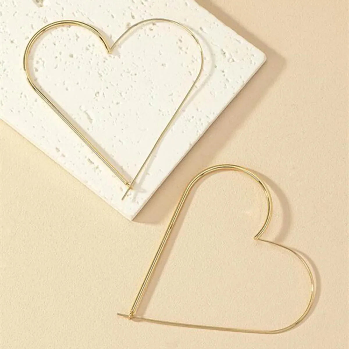 1 Pair Exaggerated Simple Style Heart Shape Plating Stainless Steel Hoop Earrings