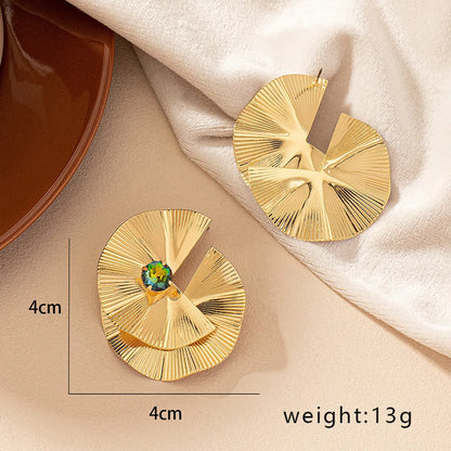 1 Pair Exaggerated Simple Style Irregular Geometric Plating Alloy Gem Ear Studs