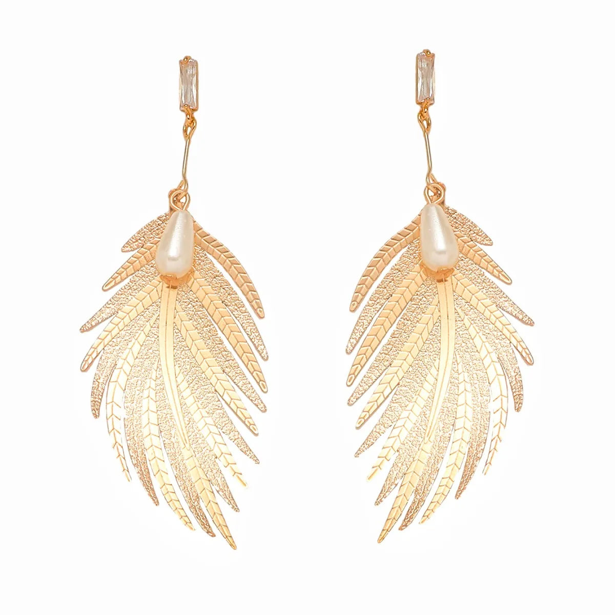 1 Pair Exaggerated Simple Style Leaf Plating Alloy Drop Earrings