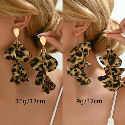 1 Pair Exaggerated Simple Style Leopard Alloy Polyester Drop Earrings