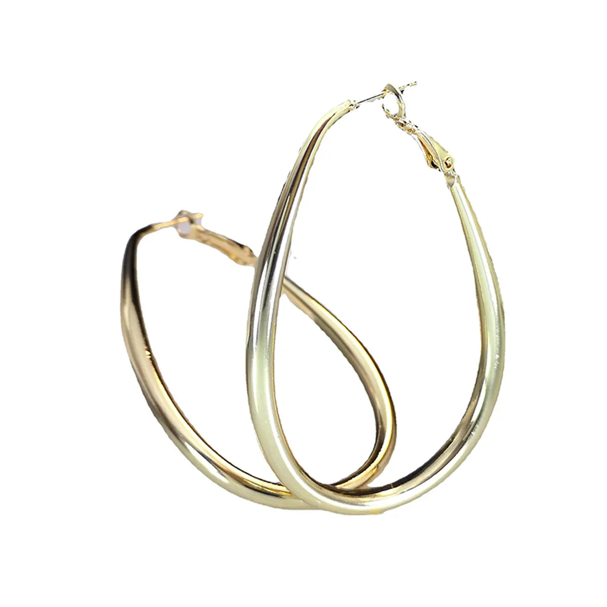 1 Pair Exaggerated Simple Style Oval Plating Copper Gold Plated Hoop Earrings