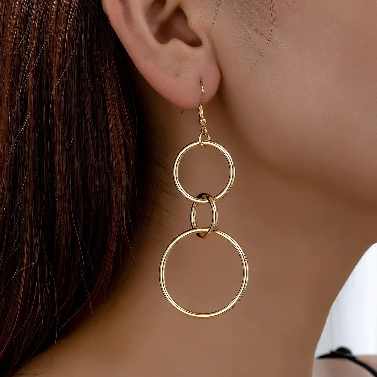 1 Pair Exaggerated Simple Style Round Ferroalloy Drop Earrings