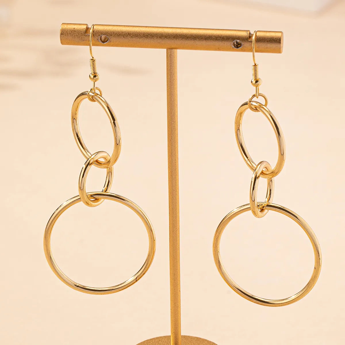 1 Pair Exaggerated Simple Style Round Ferroalloy Drop Earrings