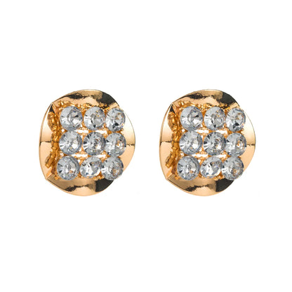 1 Pair Exaggerated Simple Style Round Inlay Alloy Rhinestones Gold Plated Silver Plated Ear Studs