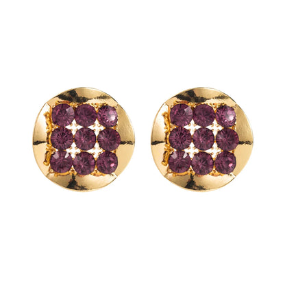 1 Pair Exaggerated Simple Style Round Inlay Alloy Rhinestones Gold Plated Silver Plated Ear Studs