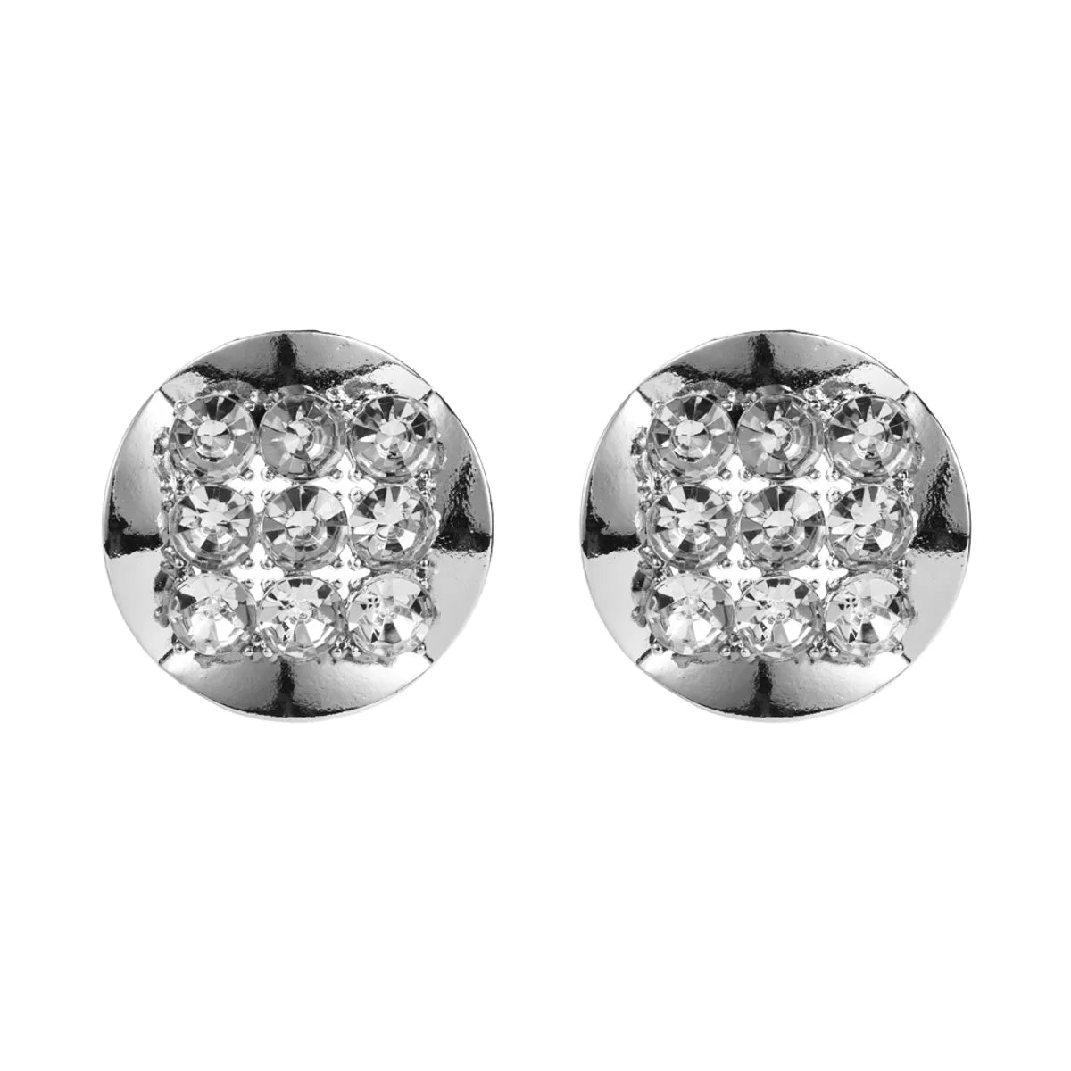 1 Pair Exaggerated Simple Style Round Inlay Alloy Rhinestones Gold Plated Silver Plated Ear Studs