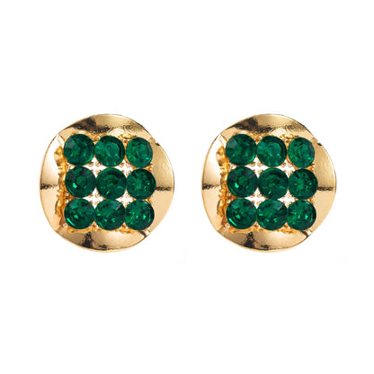 1 Pair Exaggerated Simple Style Round Inlay Alloy Rhinestones Gold Plated Silver Plated Ear Studs