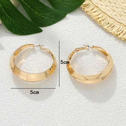 1 Pair Exaggerated Simple Style Round Plating Iron Hoop Earrings