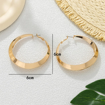 1 Pair Exaggerated Simple Style Round Plating Iron Hoop Earrings