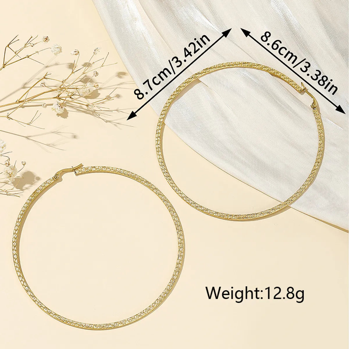 1 Pair Exaggerated Simple Style Solid Color Plating Stainless Steel 18k Gold Plated Earrings