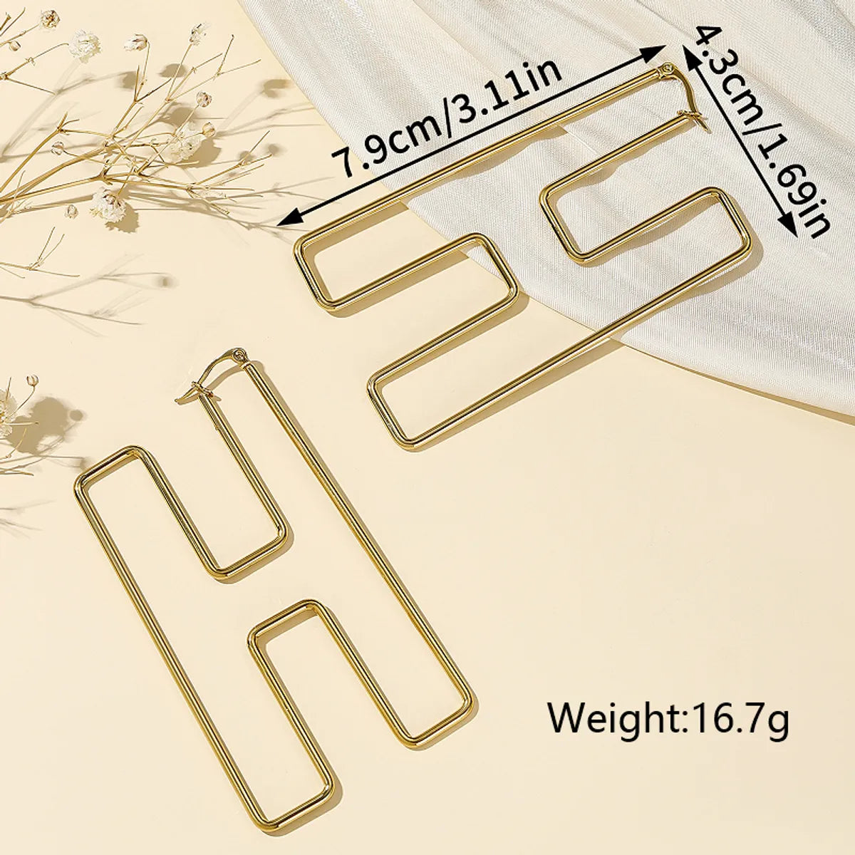 1 Pair Exaggerated Simple Style Solid Color Plating Stainless Steel 18k Gold Plated Earrings