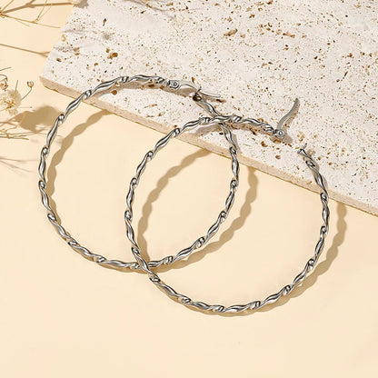 1 Pair Exaggerated Simple Style Solid Color Plating Stainless Steel Palladium White K Gold Hoop Earrings