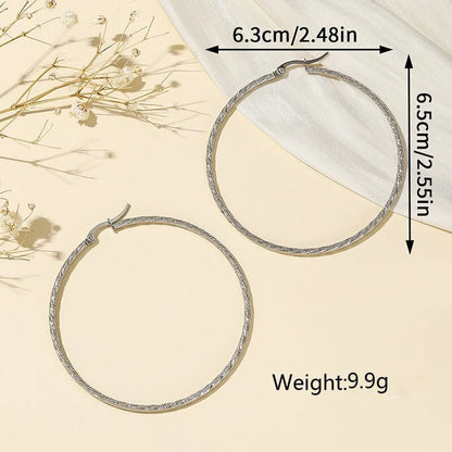 1 Pair Exaggerated Simple Style Solid Color Plating Stainless Steel Palladium White K Gold Hoop Earrings