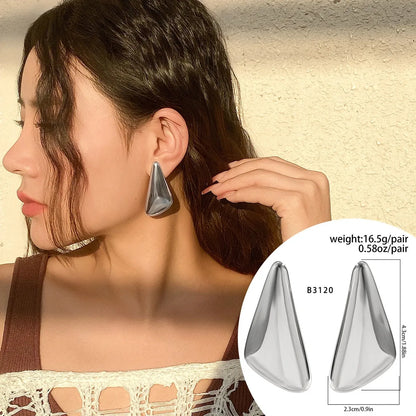 1 Pair Exaggerated Simple Style Water Droplets Heart Shape Plating Metal Drop Earrings