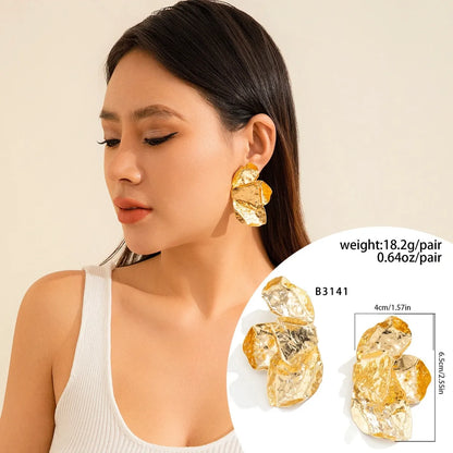 1 Pair Exaggerated Simple Style Water Droplets Heart Shape Plating Metal Drop Earrings