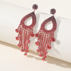 1 Pair Exaggerated Simple Style Water Droplets Tassel Hollow Out Inlay Alloy Rhinestones Drop Earrings