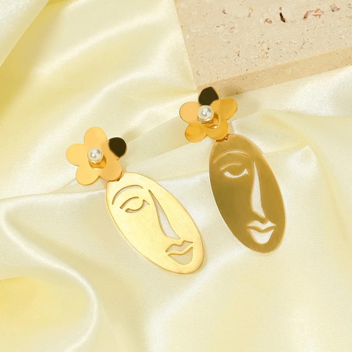 1 Pair Exaggerated Solid Color Plating Stainless Steel Gold Plated Drop Earrings