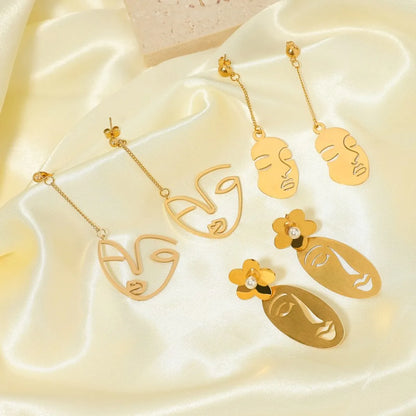 1 Pair Exaggerated Solid Color Plating Stainless Steel Gold Plated Drop Earrings