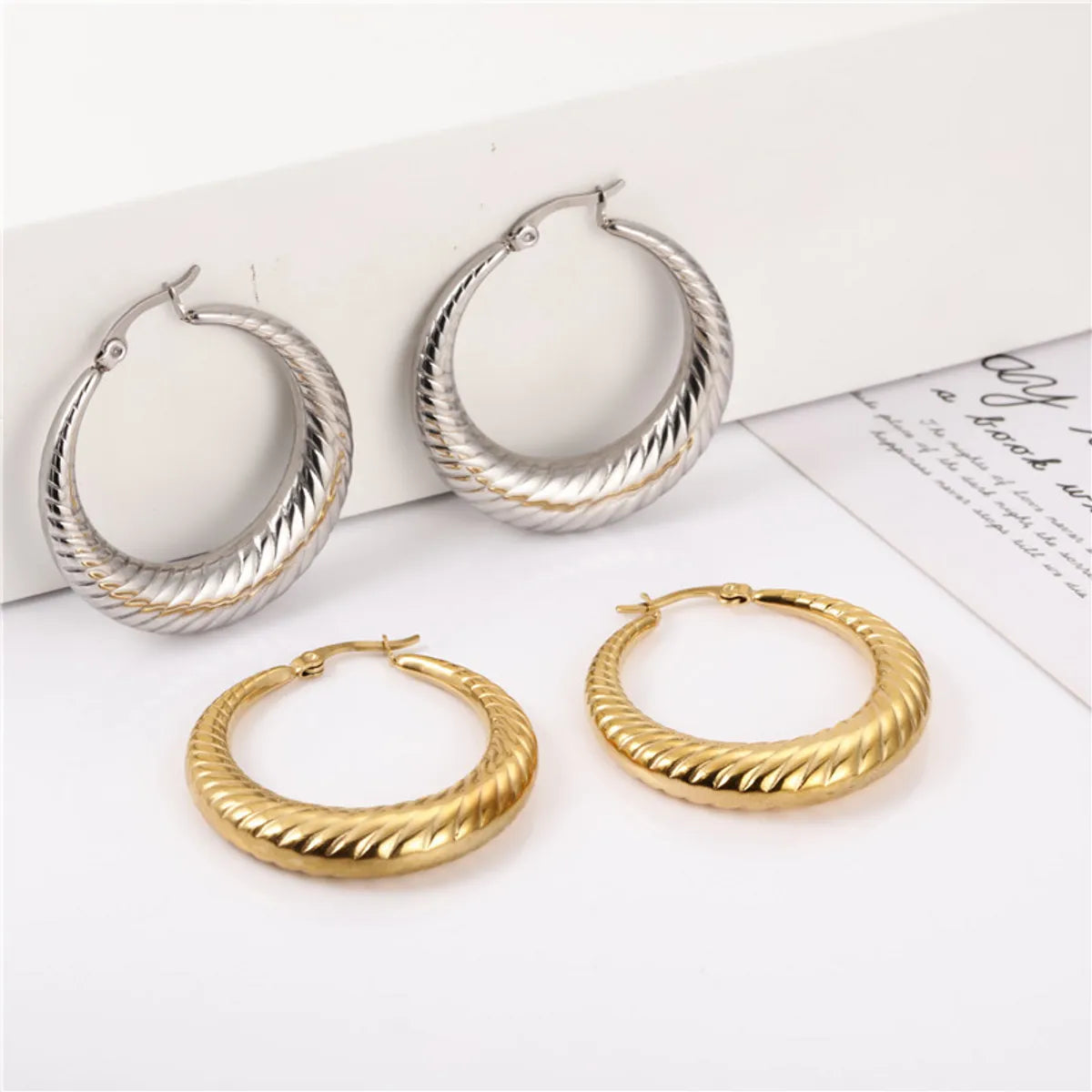 1 Pair Exaggerated Solid Color Polishing Plating Stainless Steel Gold Plated Earrings