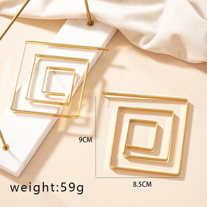 1 Pair Exaggerated Square Plating Alloy Gold Plated Hoop Earrings