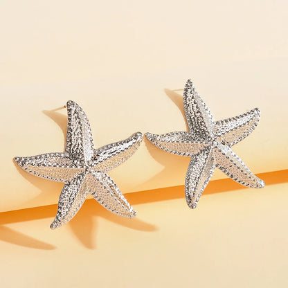 1 Pair Exaggerated Starfish Plating Alloy Ear Studs