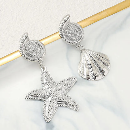 1 Pair Exaggerated Starfish Plating Alloy Ear Studs