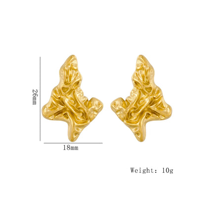 1 Pair Exaggerated Streetwear Triangle Heart Shape Flower Plating 304 Stainless Steel 18K Gold Plated Ear Studs